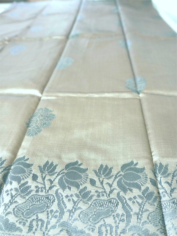 Taupe Brown Saree with Black Floral Border