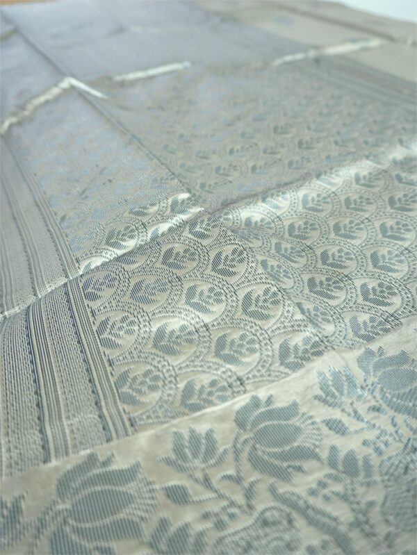 Taupe Brown Saree with Black Floral Border