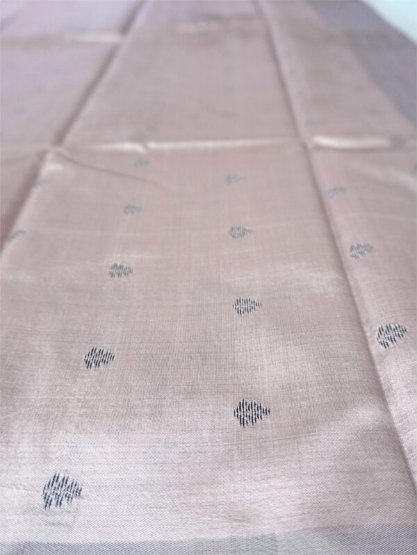 Soft Lilac Pink Saree with Black and silver Floral Border