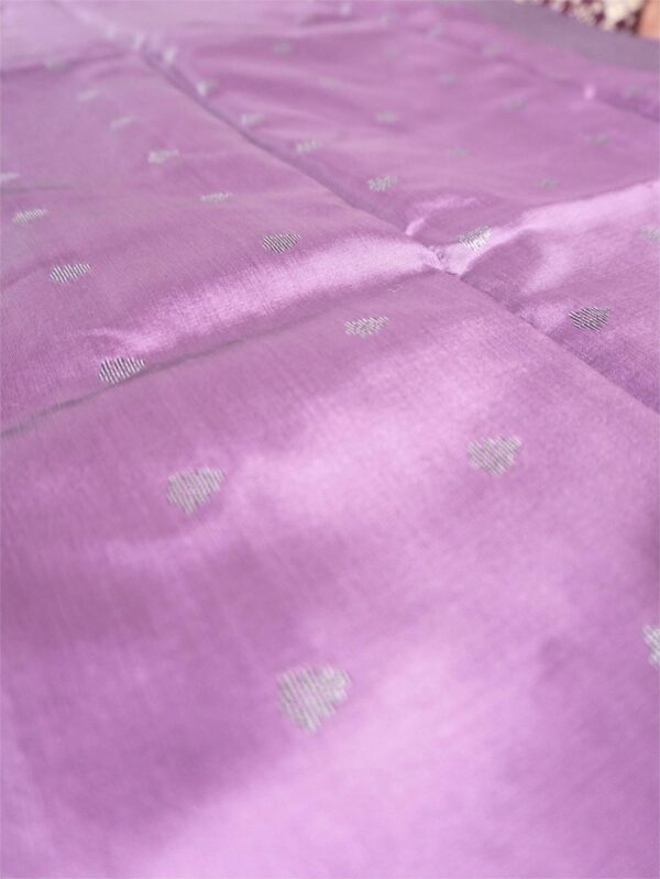 Light Violet Saree with Black and silver Floral Border