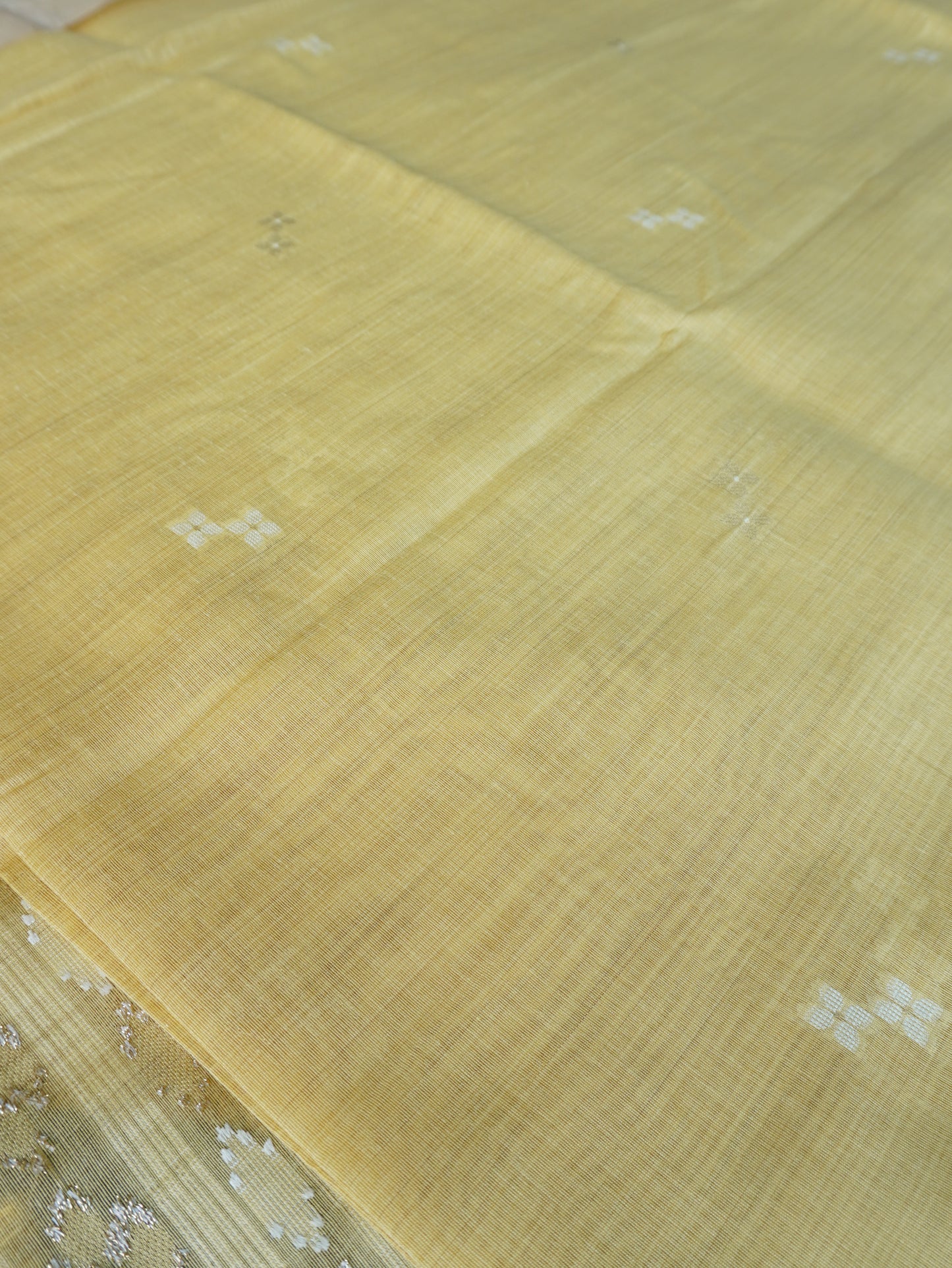 Muga Cotton Saree in Yellow Shade