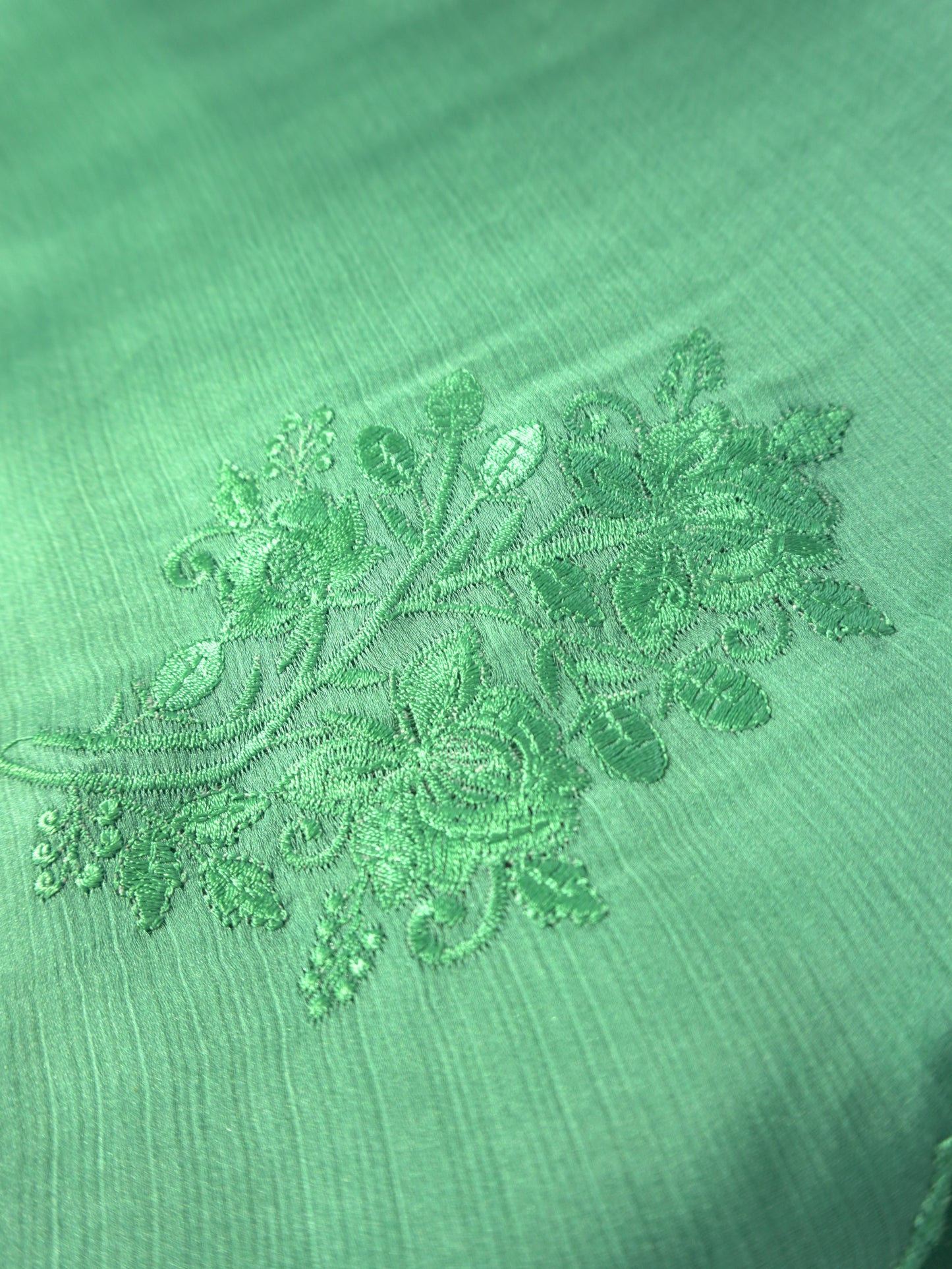 Aqua Green Shimmer Chiffon Saree with Thread Work