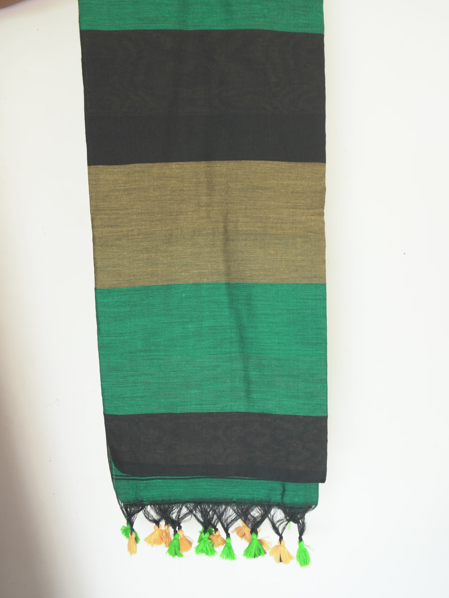 Green, Black & Yellow Khadi Cotton Saree