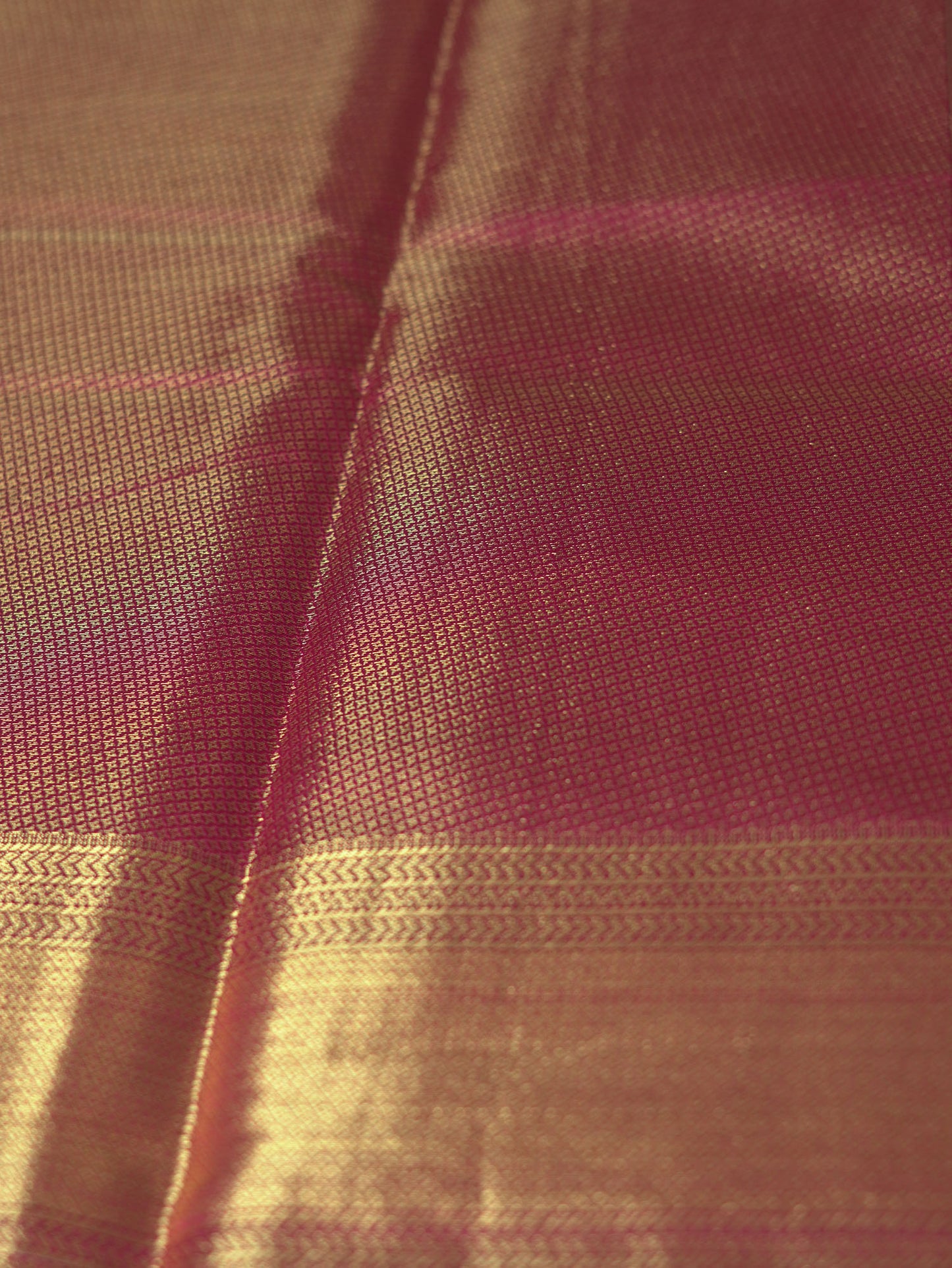 Pink & Gold Mixed Saree with Golden Zari Border