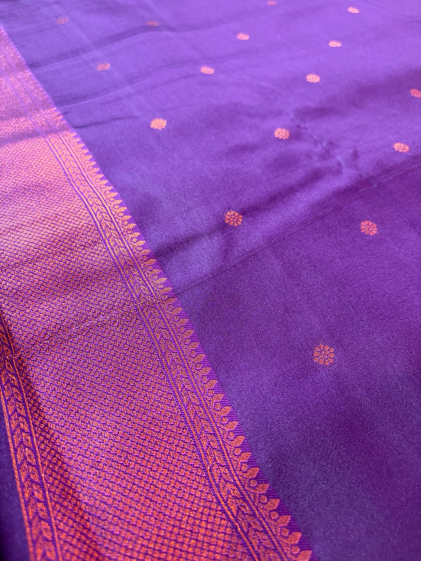Green Semi Silk Saree with Purple Border