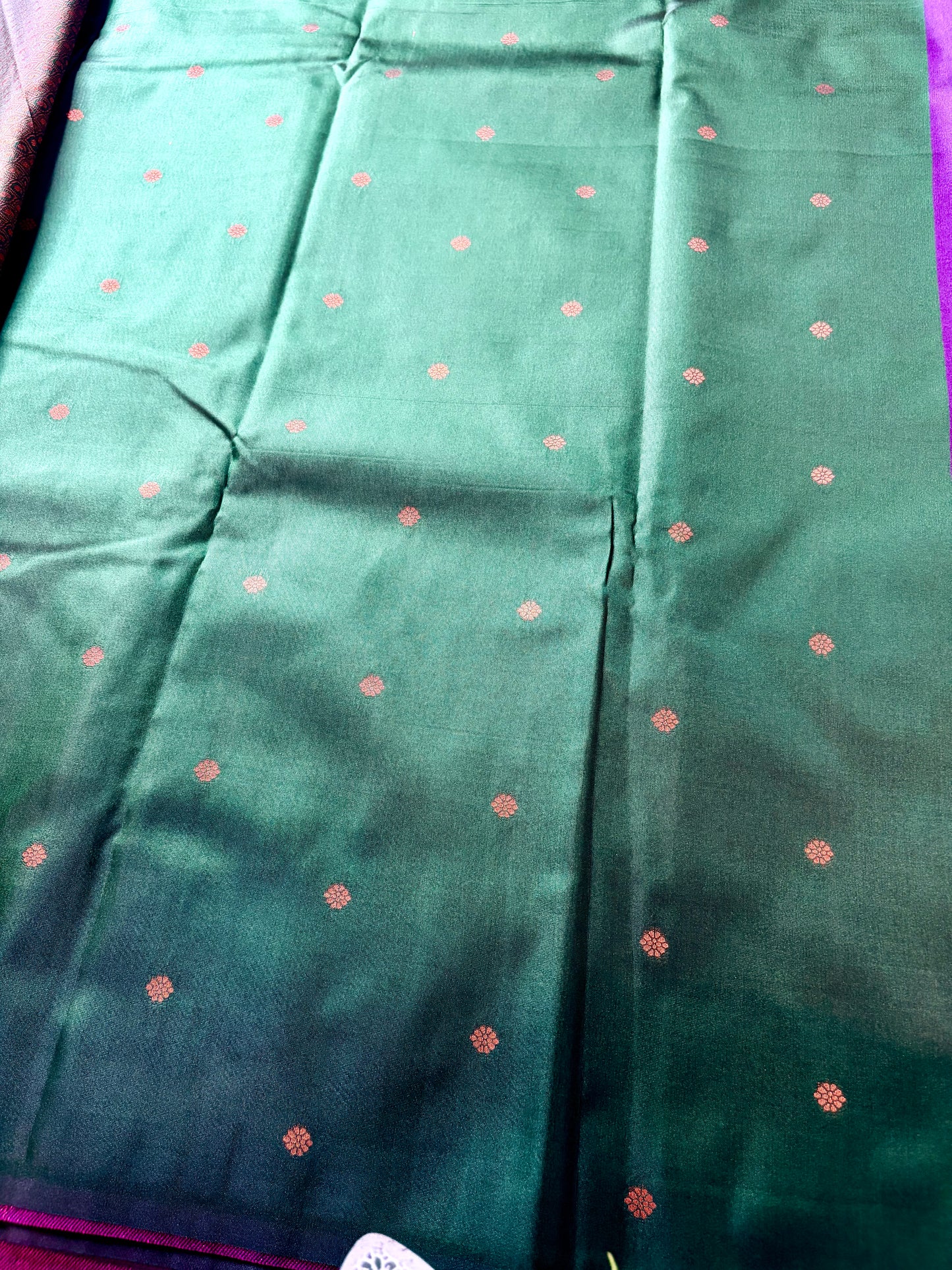 Purple Semi Silk Saree with Green Border
