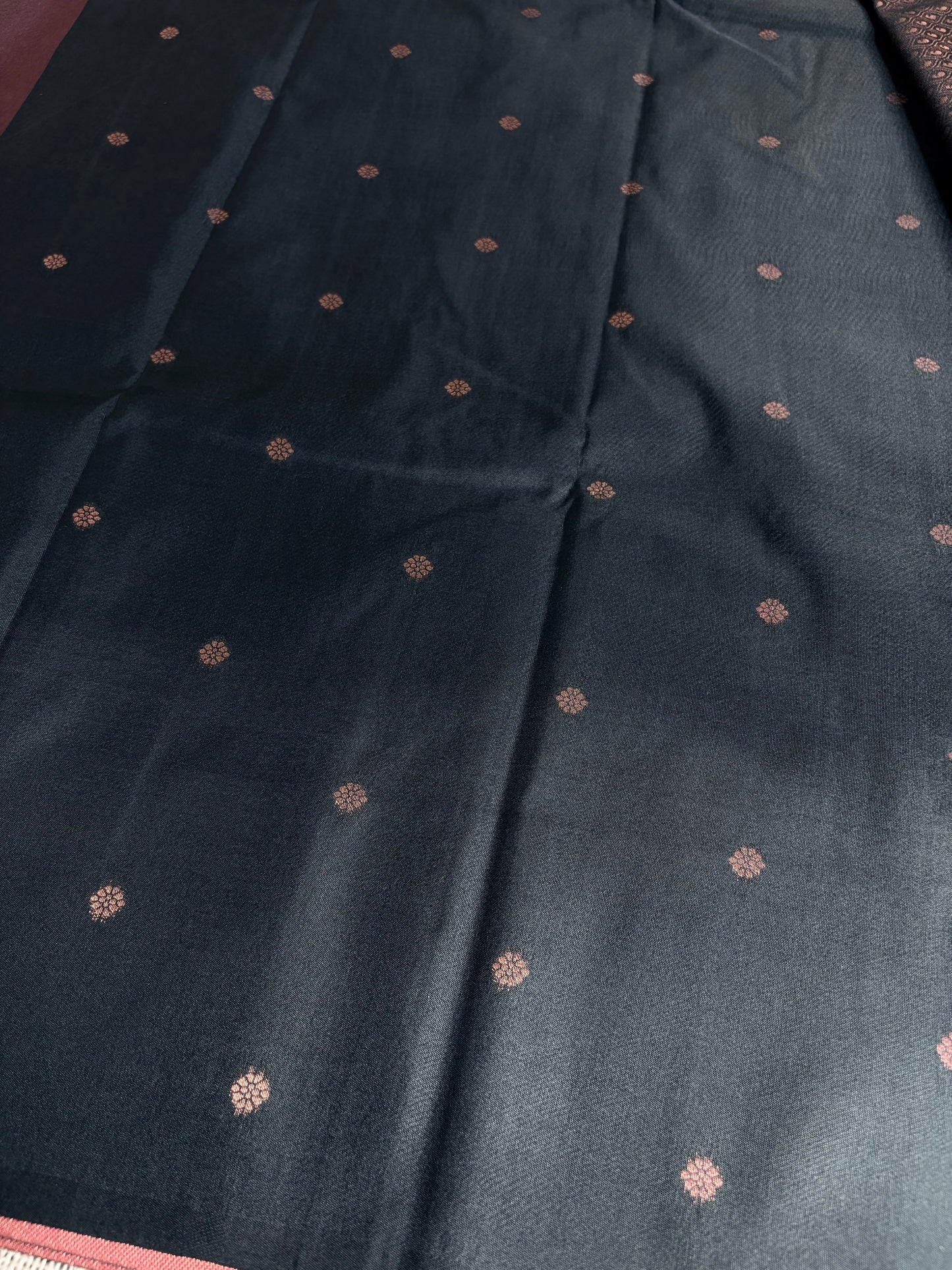 Maroon Semi Silk Saree with Black Border