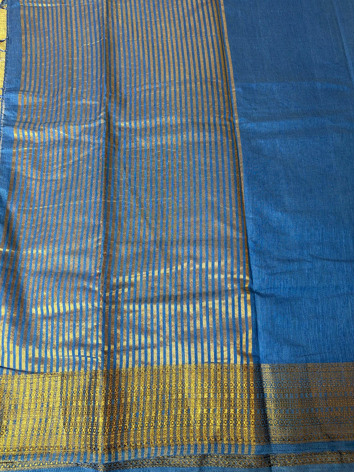 Dusty Royal Blue Semi Jute Silk Saree
