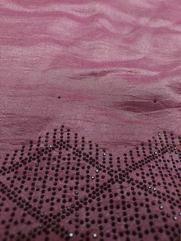 Lilac Color Crushed Georgette Saree with Black Stone Work