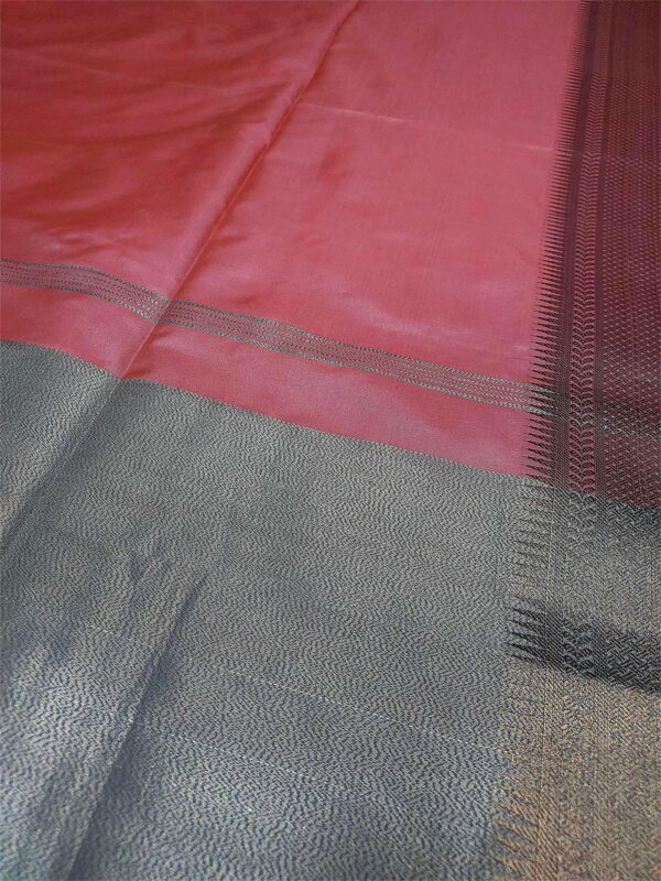 Reddish-Pink Soft Silk Saree with Copper Zari