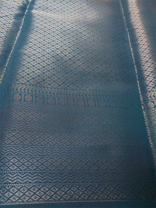 Ocean blue semi-silk saree with silver zari