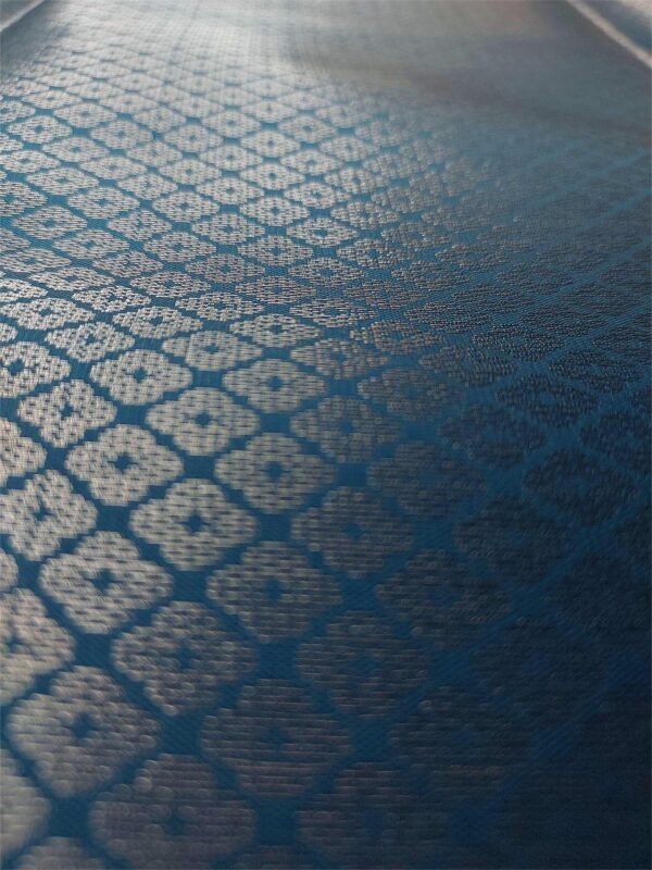 Ocean blue semi-silk saree with silver zari