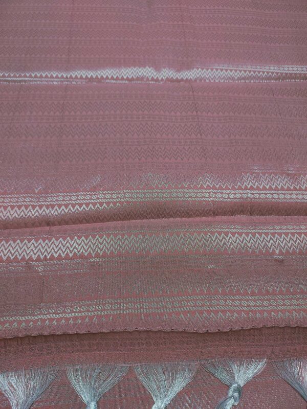 Pastel pink semi-silk saree with silver zari