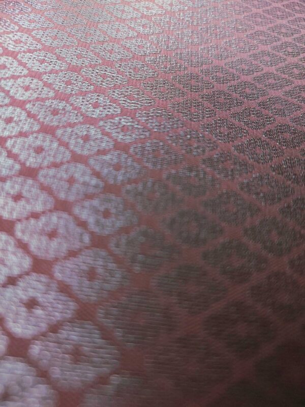 Pastel pink semi-silk saree with silver zari