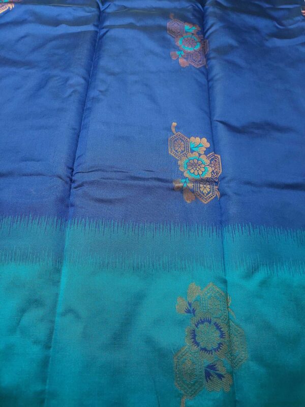 Blue Semi-Silk Saree with Peacock Blue Border