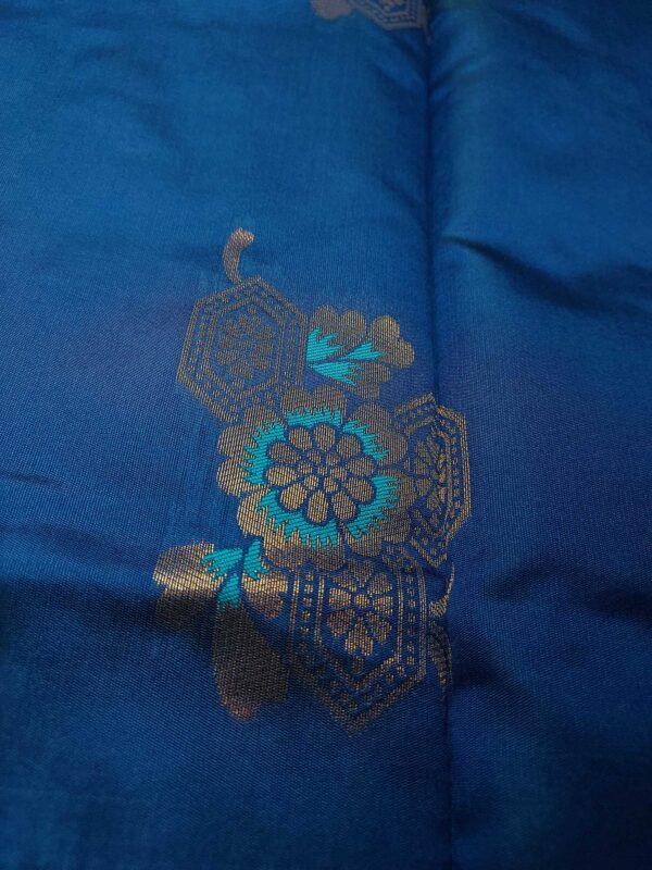 Blue Semi-Silk Saree with Peacock Blue Border