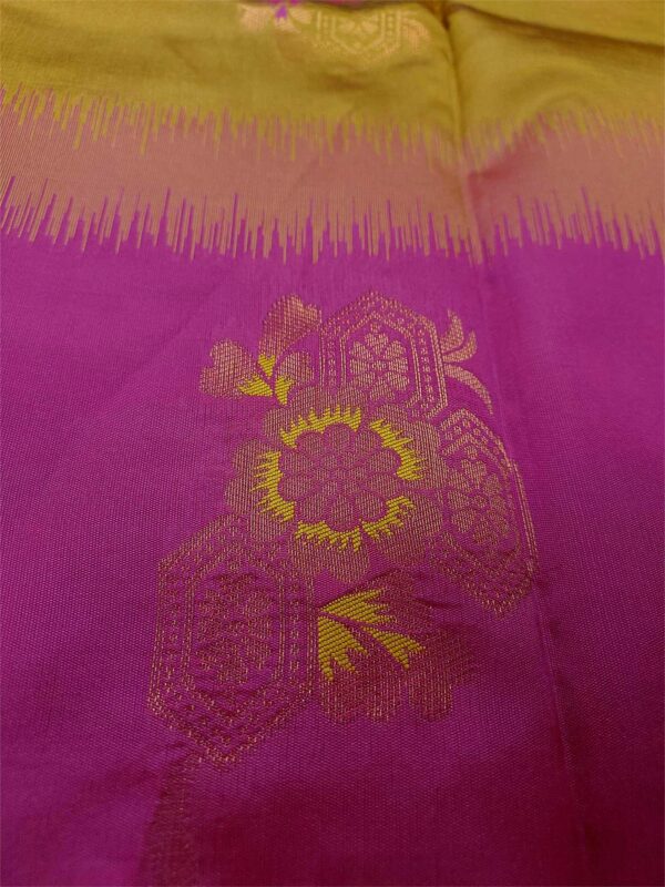 Yellow Color Semi-Silk Saree with Magenta Border