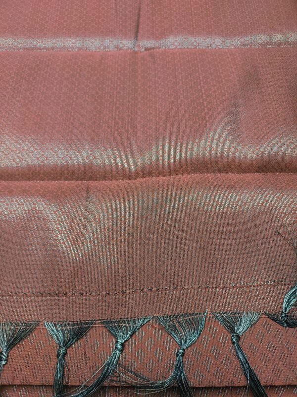 Copper brown semi-silk saree with silver zari
