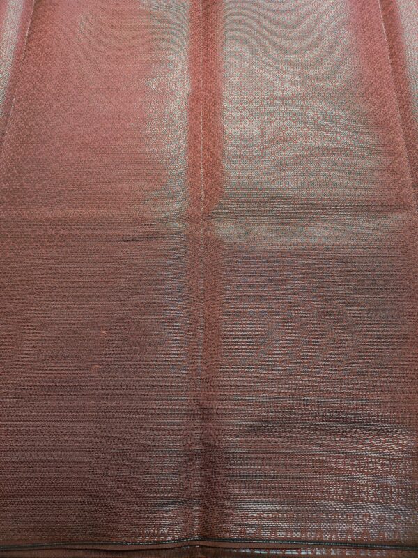 Copper brown semi-silk saree with silver zari