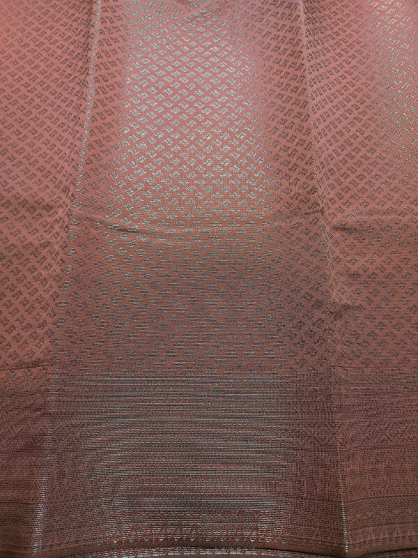 Copper brown semi-silk saree with silver zari