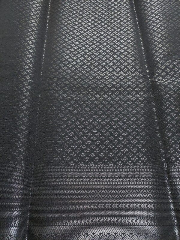black semi-silk saree with silver zari