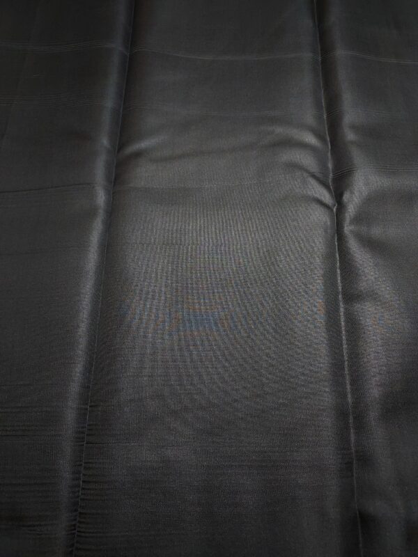black semi-silk saree with silver zari