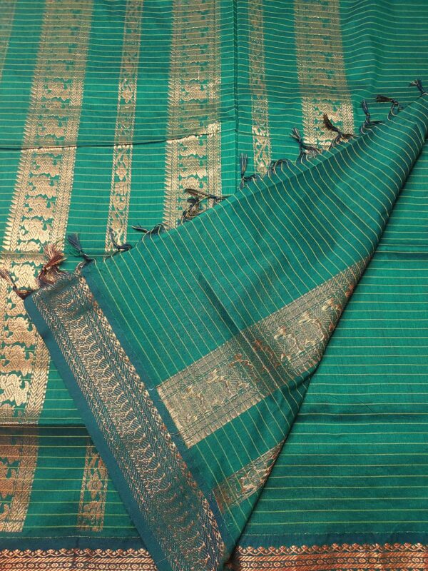 Red checked Kalyani cotton sarees with a green border