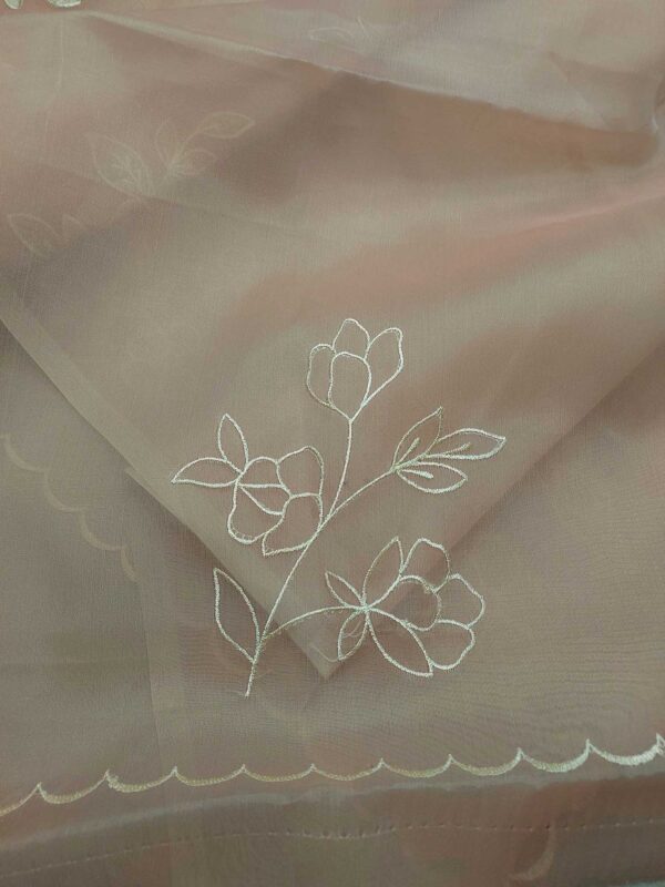 Peach Color Organza Saree with Tissue Appliqué Work