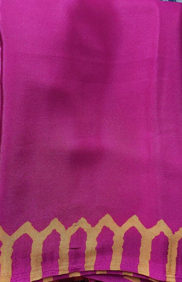 Magenta soft chiffon saree with mustard-yellow border