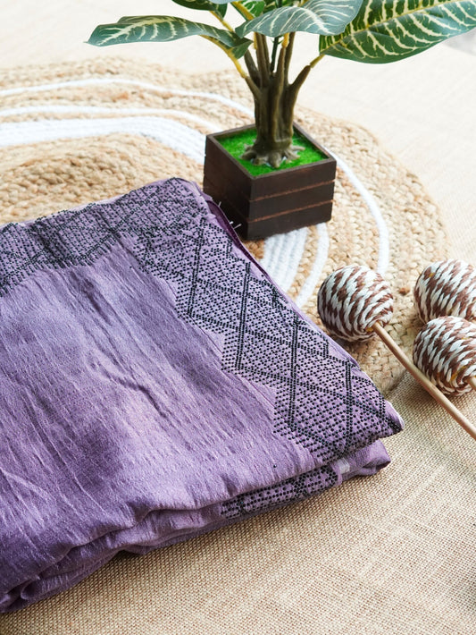 Light Purple Color Crushed Georgette Saree with Black Stone Work