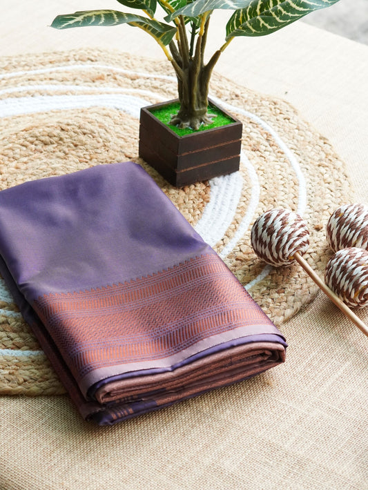 Lavender Soft Silk Saree with Copper Zari