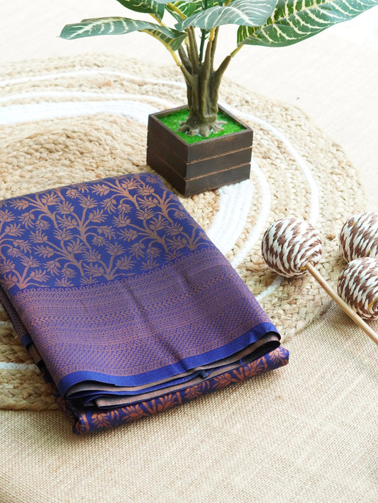 Royal Blue Saree with golden zari