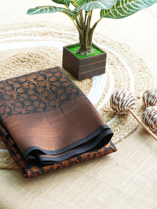Black Saree with golden zari