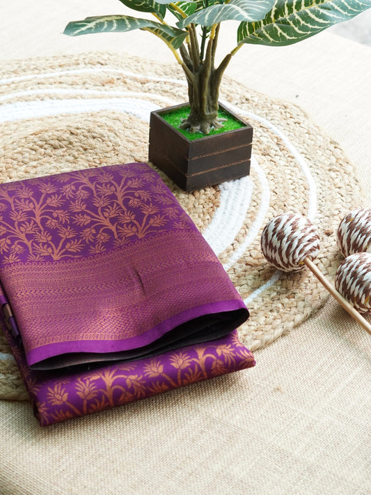 Violet Saree with golden zari