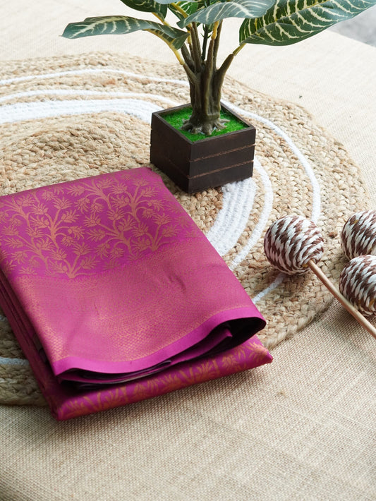Rani Pink Saree with golden zari