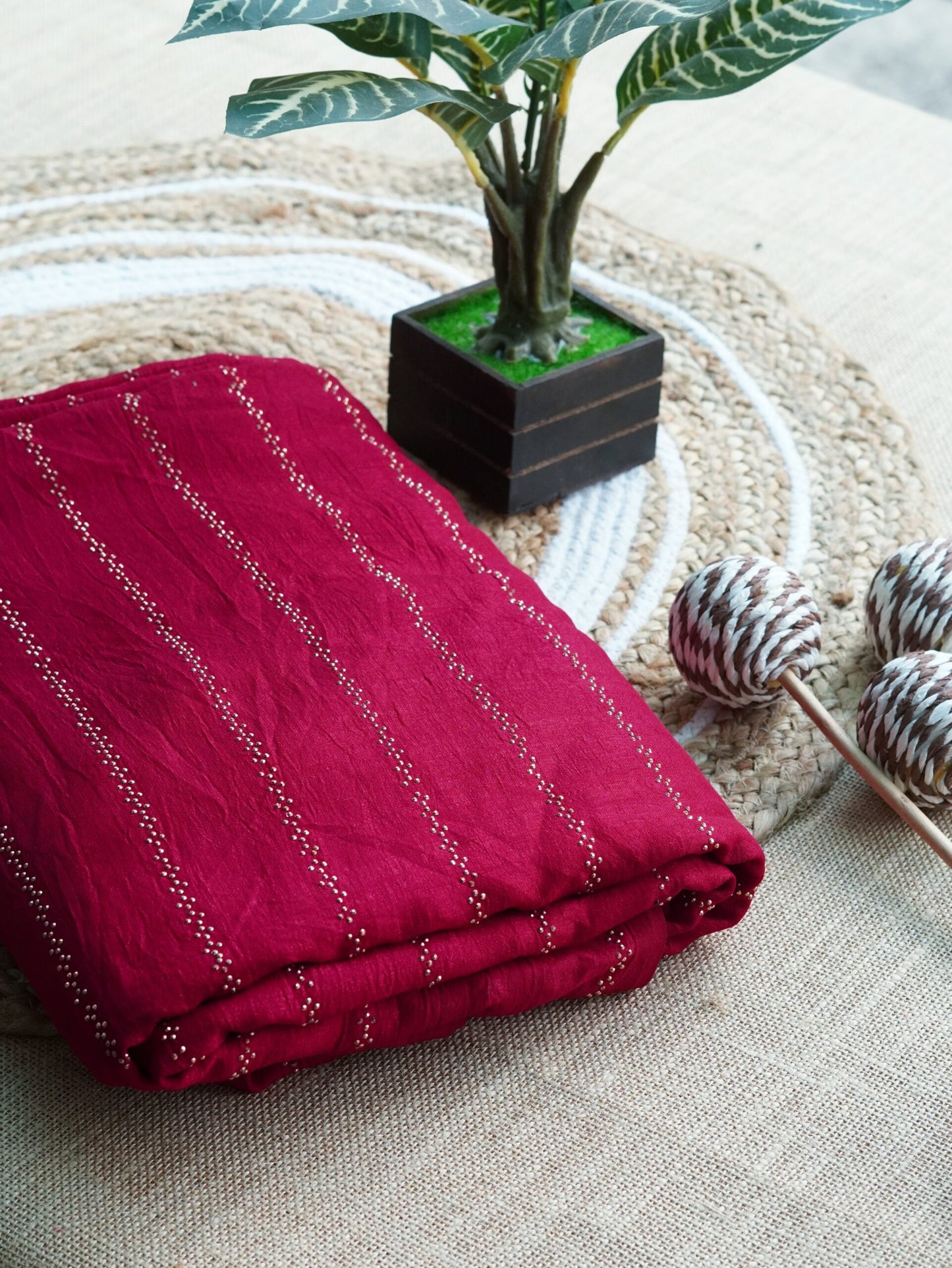 Plum Wine color Ready to Wear Fancy Party Saree