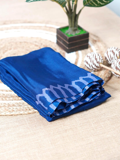 Blue soft chiffon saree with light blue border