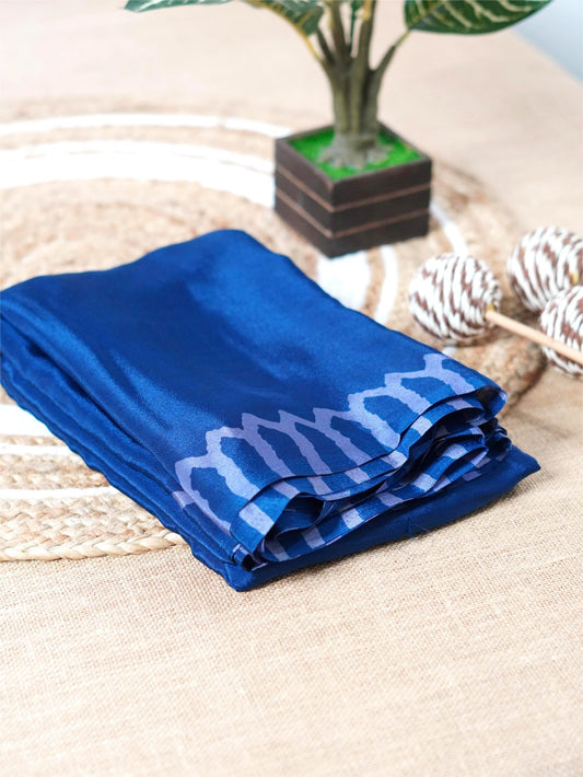 Blue soft chiffon saree with light blue border