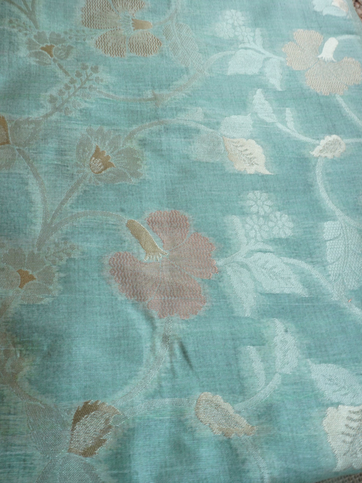 Premium Tussar Silk Pastel Green Saree with Golden Zari