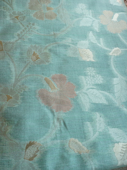 Premium Tussar Silk Pastel Green Saree with Golden Zari