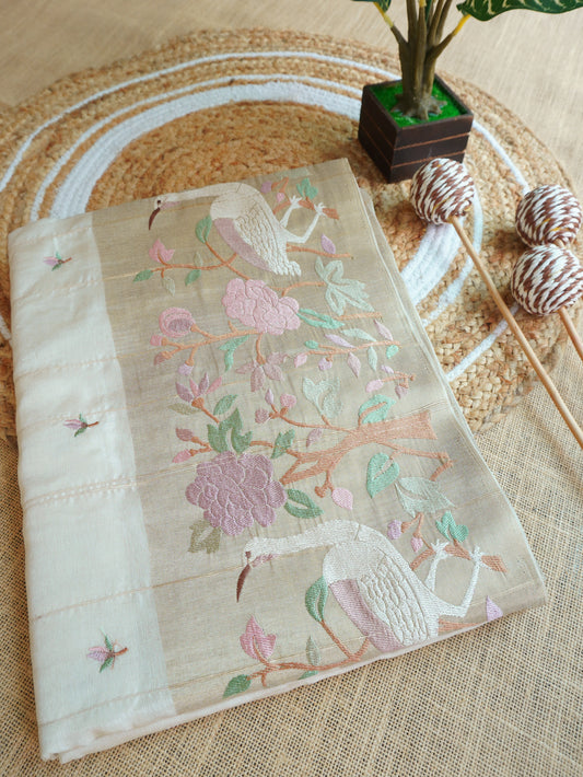 Premium Chanderi Silk Saree with Embroidery