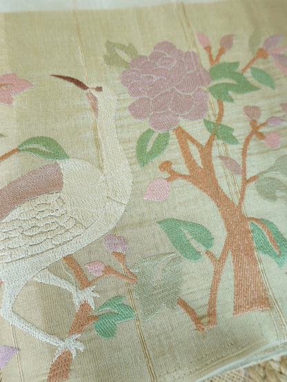 Premium Chanderi Silk Saree with Embroidery