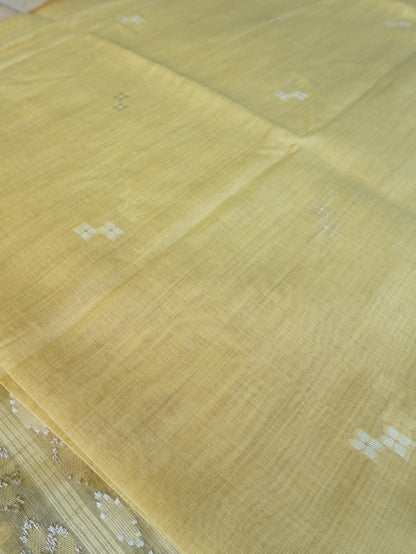 Muga Cotton Saree in Yellow Shade