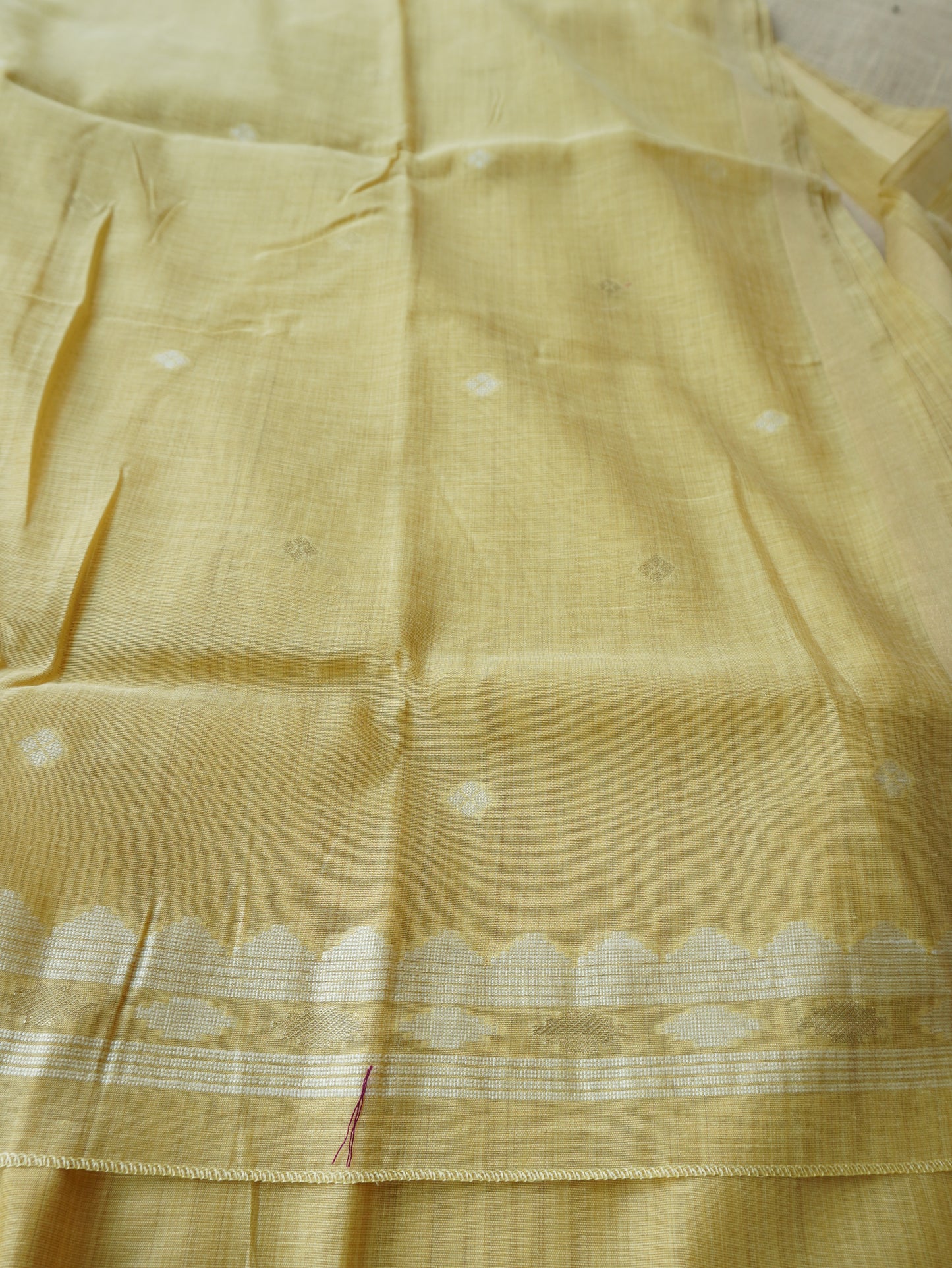Muga Cotton Saree in Yellow Shade
