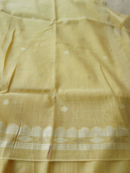 Muga Cotton Saree in Yellow Shade