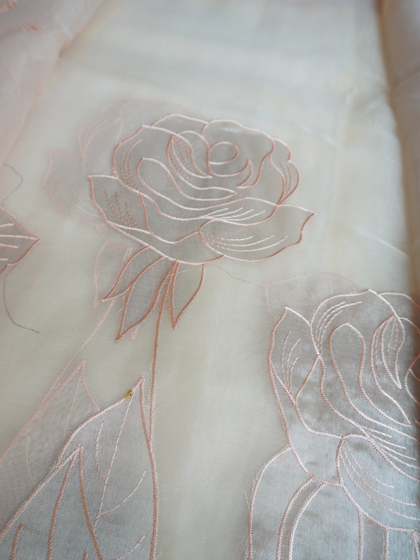 Pastel Pink Elegant Organza Saree with Exquisite Appliqué Work