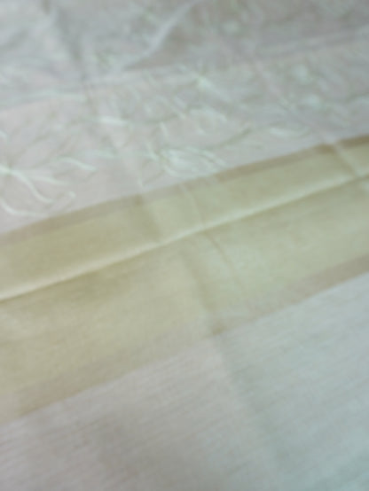 Ivory Kota Tissue Saree with Floral Thread Work