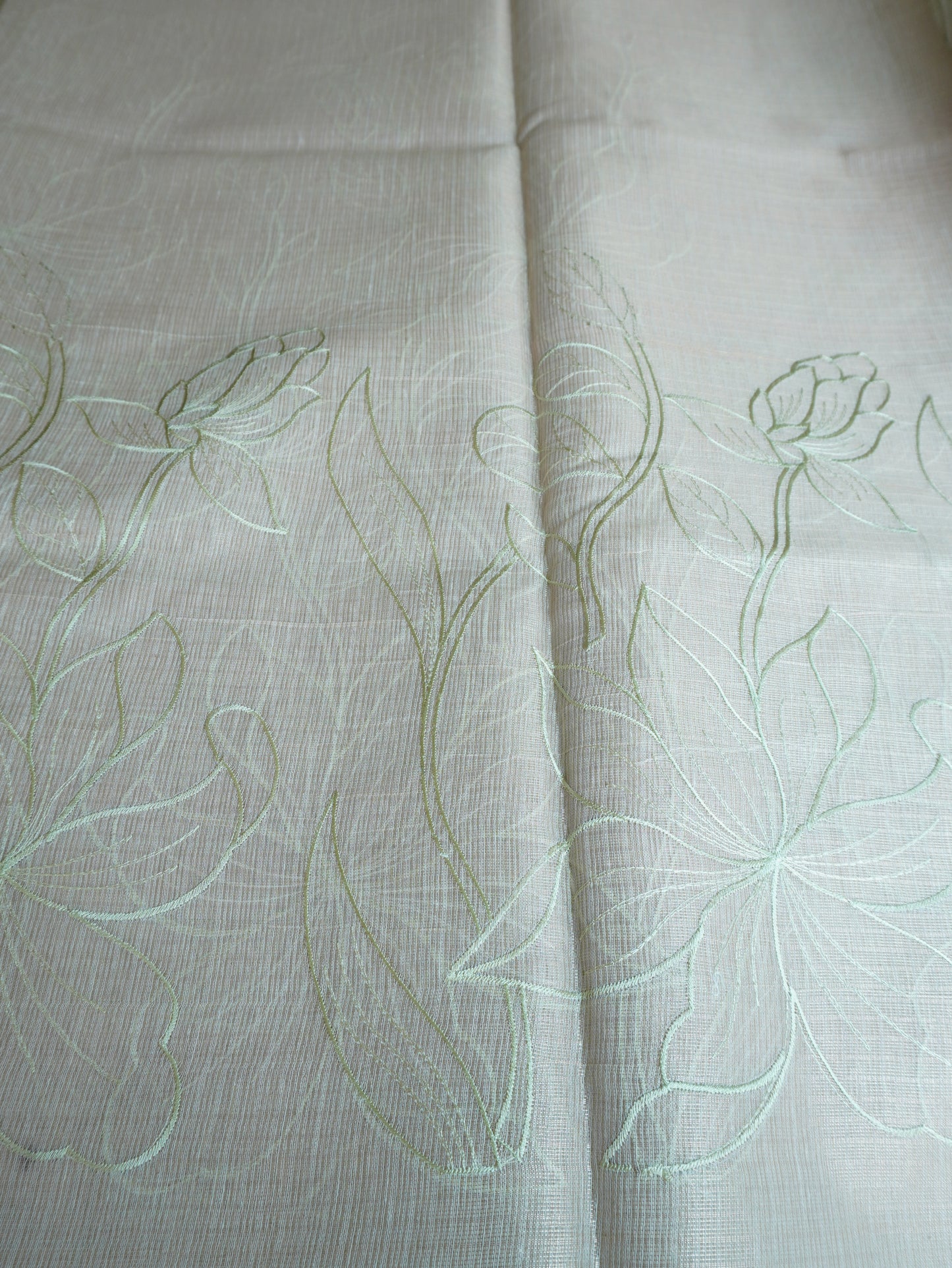 Ivory Kota Tissue Saree with Floral Thread Work