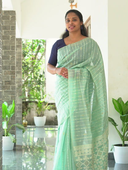 Muga Cotton Saree in Pastel Mint Shade