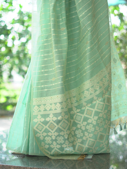 Muga Cotton Saree in Pastel Mint Shade